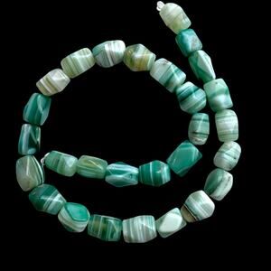 Green Banded Agate Beads Strand 28 Chunky Polished Gemstone Jewelry Making